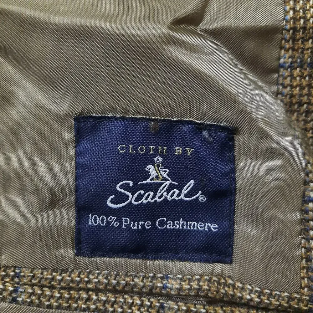 Astor Black Mens 43R Cashmere Blazer Brown XL Sport Coat Jacket Surgeon Cuffs